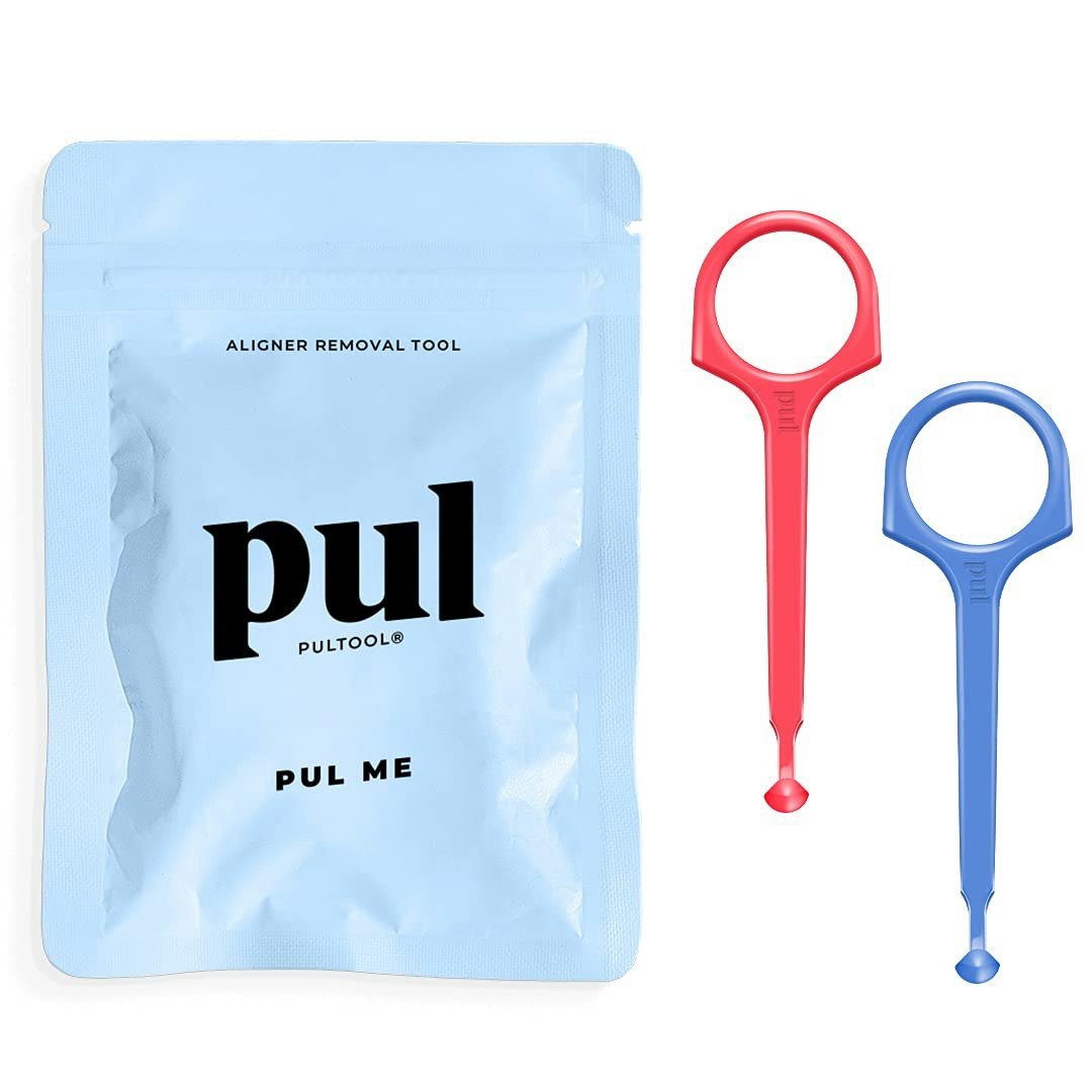 Pul PUL aligner removal tool in pink and blue